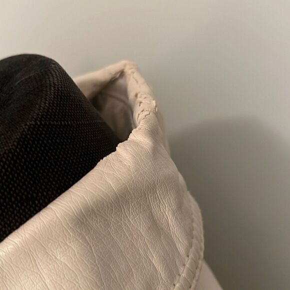 Candies Women's Cream Full Zip Ruffle Faux Leather Jacket - Picture 7 of 12